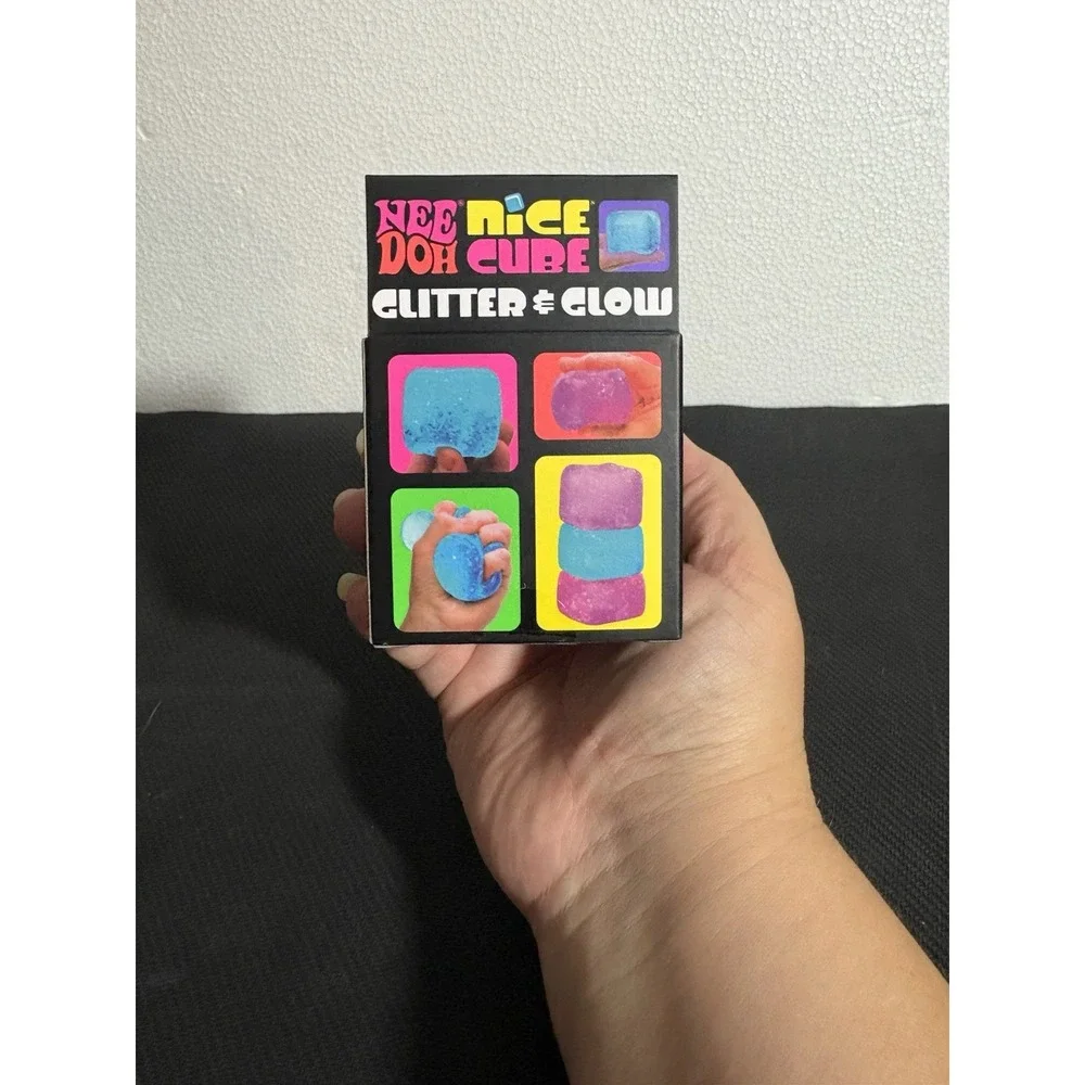 Schylling NeeDoh Nice Cube Glitter Glow Blue Sensory Fidget Stress Relief Toy 2